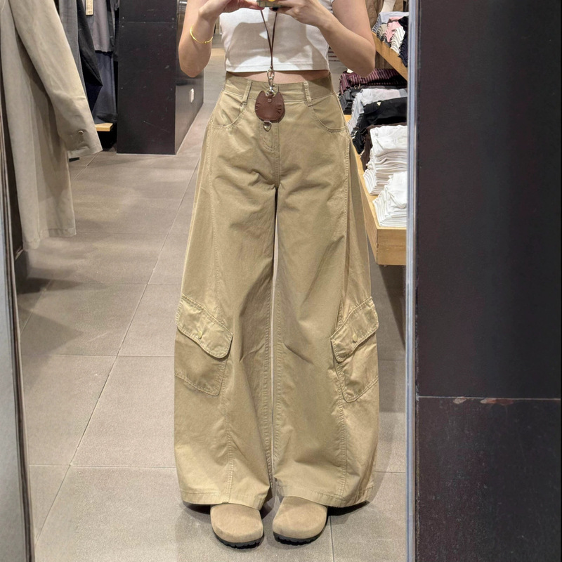 Khaki Straight-Leg Wide-Leg Work Pants for Women, Plus-Size Pear-Shaped Body Slimming Pants, Women's Loose Wide-Leg Jeans Khaki Straight-Leg Wide-Leg Work Pants for Women, Plus-Size Pear-Shaped Body Slimming Pants, Women's Loose Wide-Leg Jeans