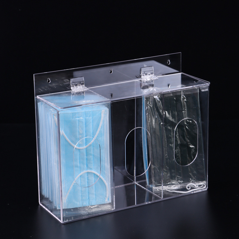 Caja de máscara de acrílico caja de máscara de acrílico de vidrio orgánico transparente máscara de escritorio caja de almacenamiento de tejido