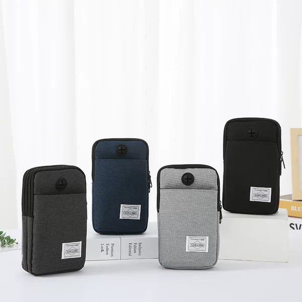 Multifunctional Mobile Phone Hanging Bag for Men, Nylon Waterproof, Portable and Durable Cosmetics Bag, Strong and Durable Mobile Phone Bag, Waist Bag