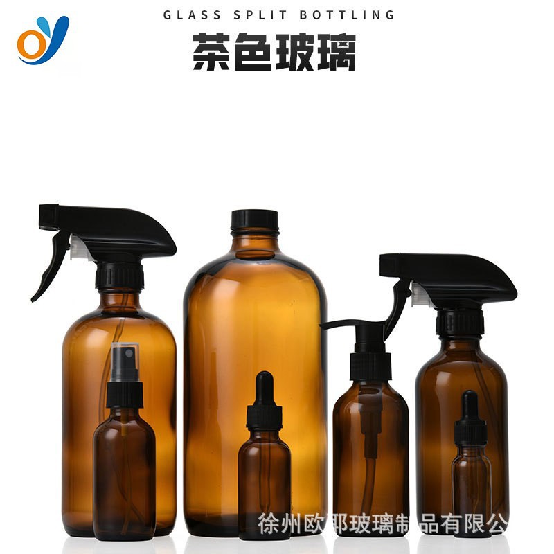 批发茶色波士顿瓶 500ml喷雾瓶1000ml乳液瓶试剂瓶棕色洗手液瓶