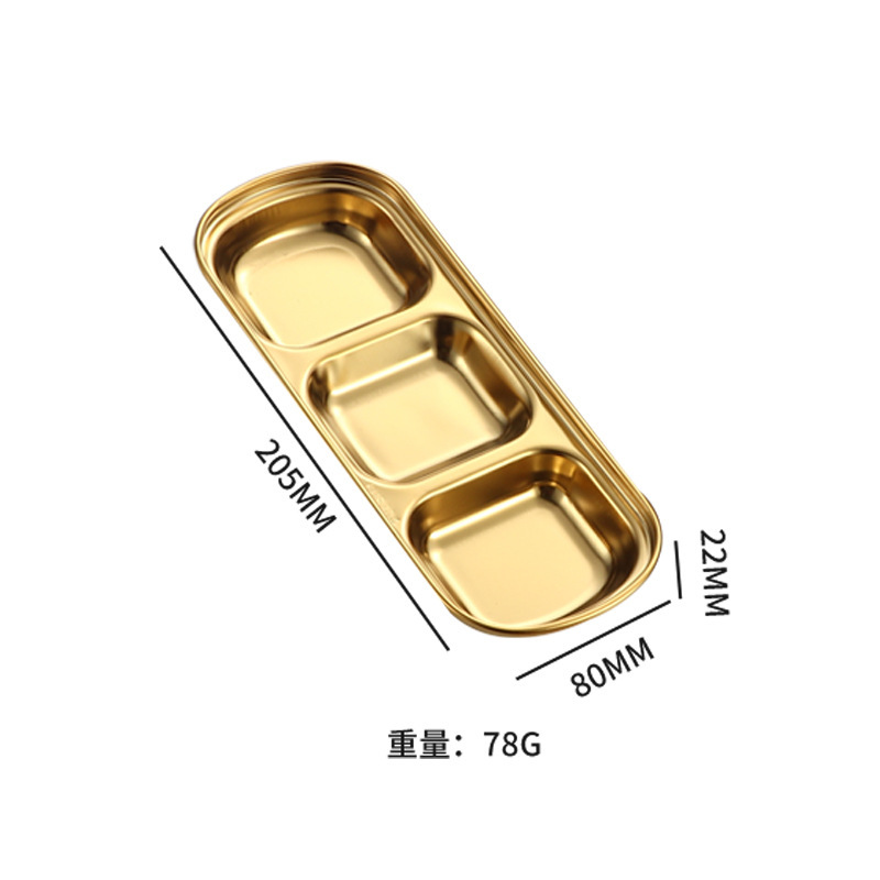 304 ステンレス鋼バーベキューつゆ皿韓国レストラン鍋レストラン 2 コンパートメント 3 コンパートメントソース皿商業調味料皿|undefined