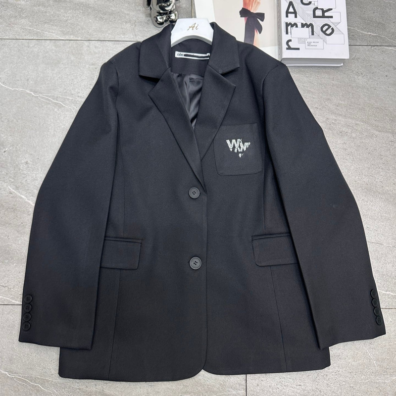 a26 new autumn and winter black rhinestone letter loose casual style blazer a26 new autumn and winter black rhinestone letter loose casual style blazer