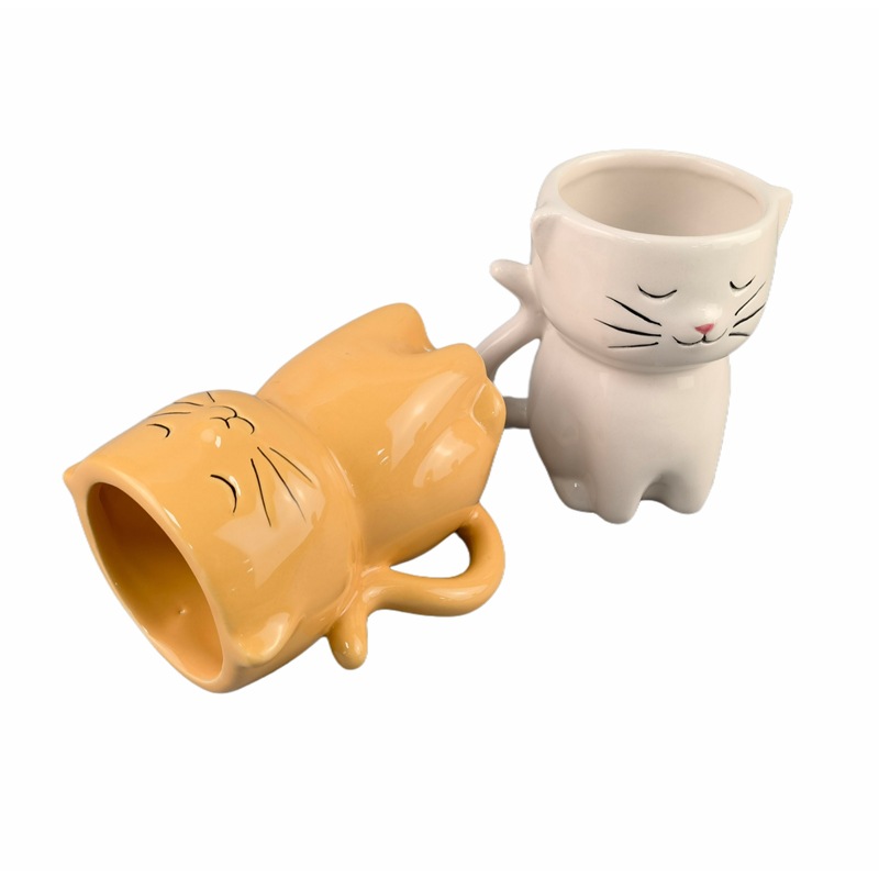 Taza de cerámica taza de gato lindo gato forma color sólido taza de café creativo animal mascota taza de agua Taza de cerámica