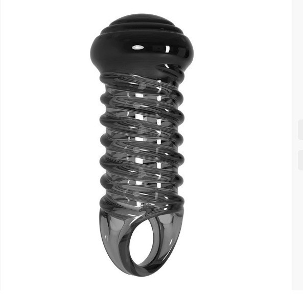 Condón de cristal con forma de diente de lobo para hombre, condón con púas para el pene, condón con bloqueo de semen, productos sexuales eróticos para parejas adultas, venta al por mayor.