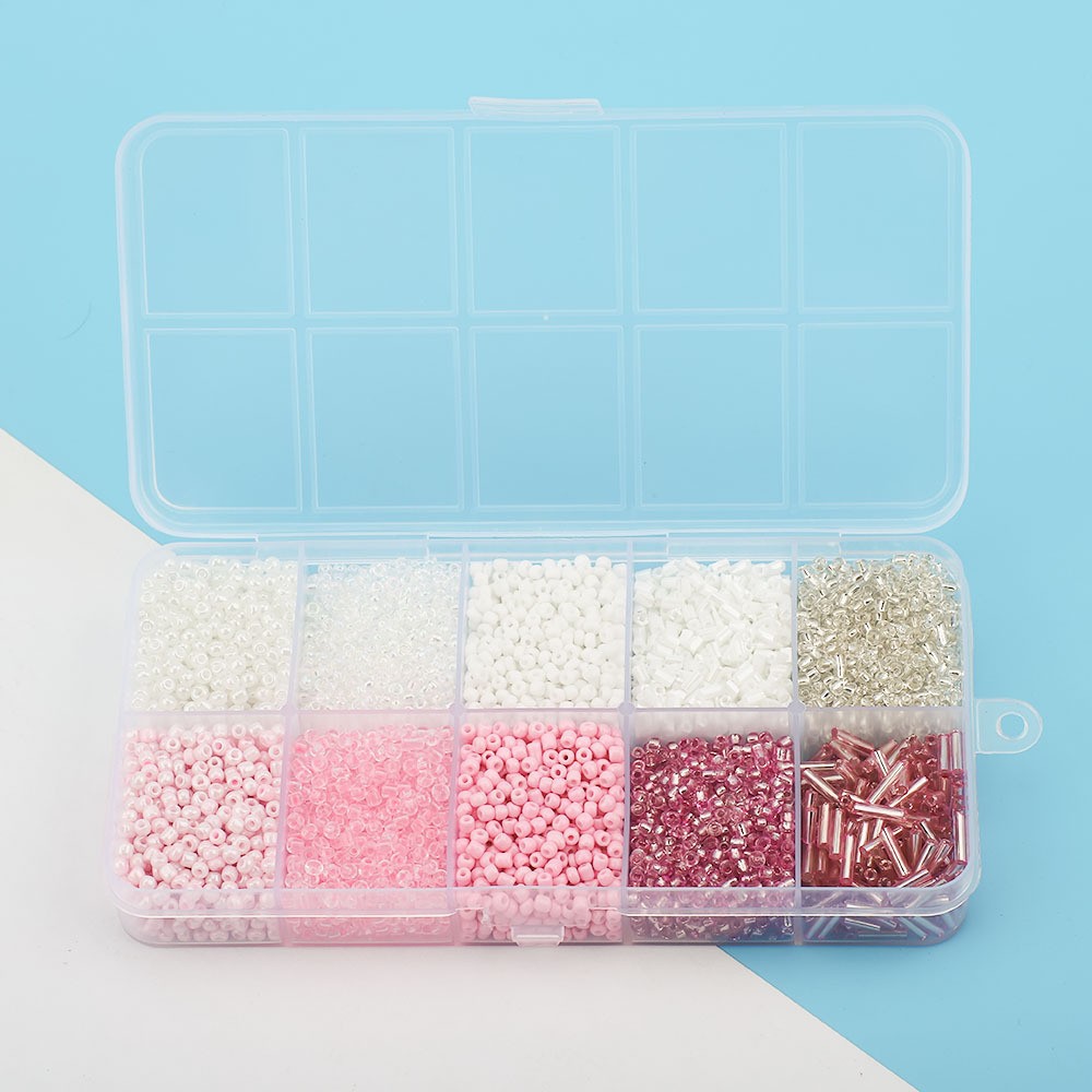 Cuentas de arroz 10 cuadrícula multicolor caja clásica de cuentas sueltas sequinilla pulsera pendientes DIY accesorios joyería al por mayor