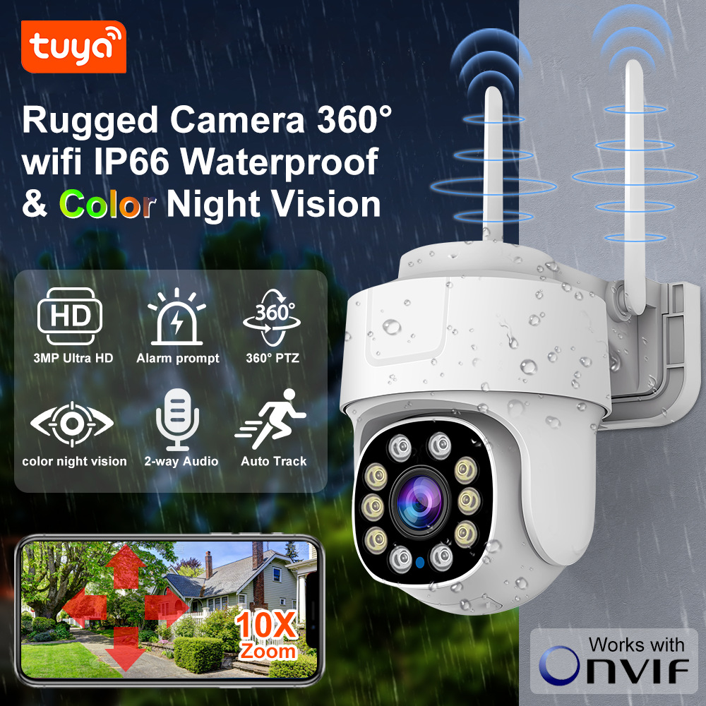 CCTV tuya PTZ 360 ° Home Seguridad wifi cámara IP Cam graffiti inteligente
