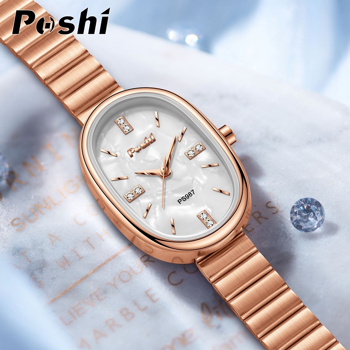 Nuevo reloj de mujer de moda para mujer, cinturón de acero para mujer, estilo ins, pulsera ovalada de alta gama, reloj de cuarzo de todo fósforo para hombre