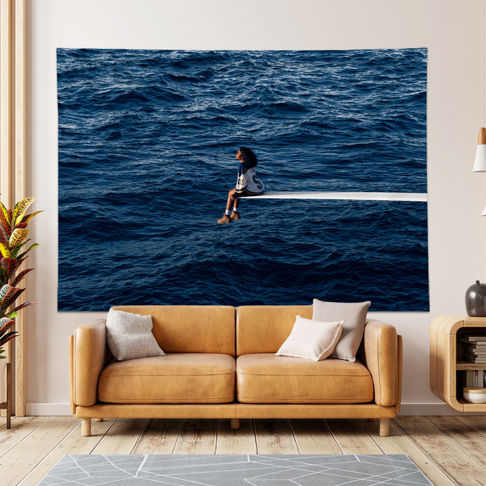 (2개) SOS QUINN CHAOS 레코드 표지 태피스트리 스타가 성조기 태피스트리를 걸고 포즈를 취하고 있습니다.