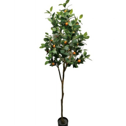 Árbol de naranja artificial Planta de simulación con fruta Árbol de naranja dorado en maceta Estilo nórdico