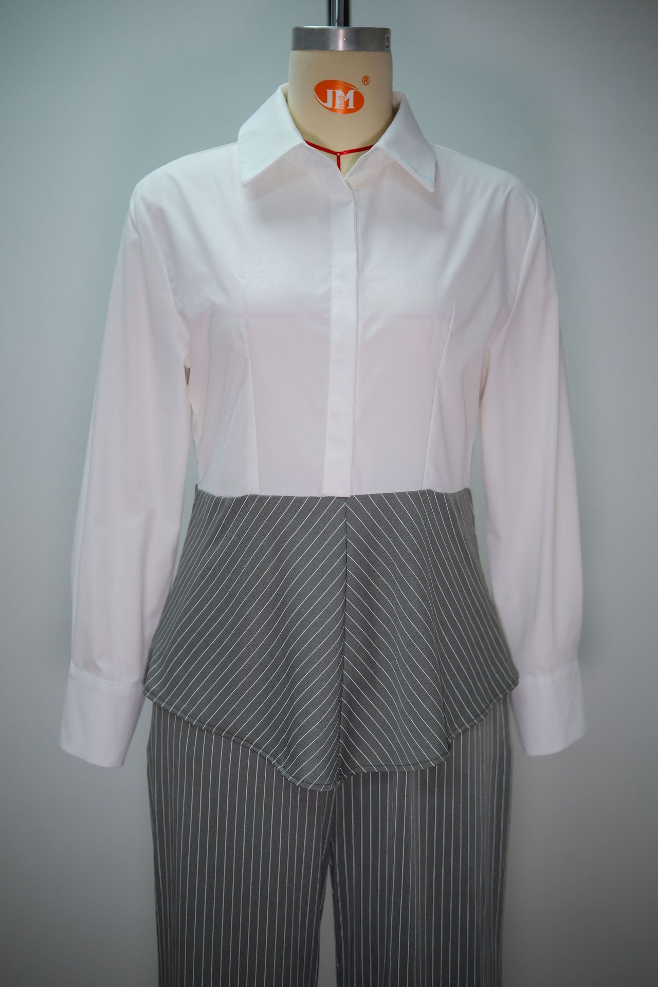 Women's Spring Casual Lapel Shirt And Wide Leg Pants Set Striped Patchwork Suit American Style In Stock_ecoleips.com