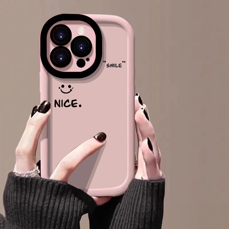 Nice Smiley Face Apple 17 Pro Max Phone Case 16 Full Coverage Colorful Puff Case Simple Anti-Drop Shell 15 Personalized