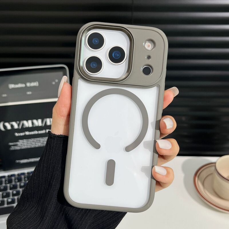 iPhone17promax 携帯電話ケース、ゴールドシールド磁気 Apple 16pro 透明オールインクルーシブ落下防止保護カバーに適しています。|undefined