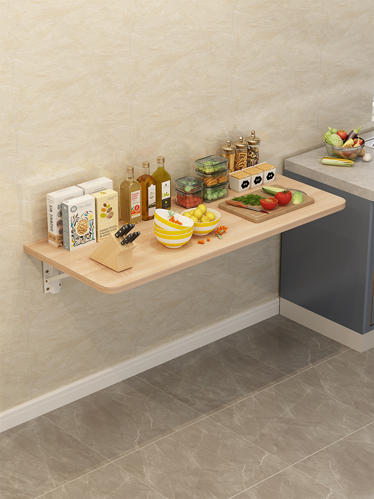 Wall-Mounted Folding Table Board Integrated Wall Dining Table Home Solid Wood Wall-Mounted Small Table Kitchen Shelf