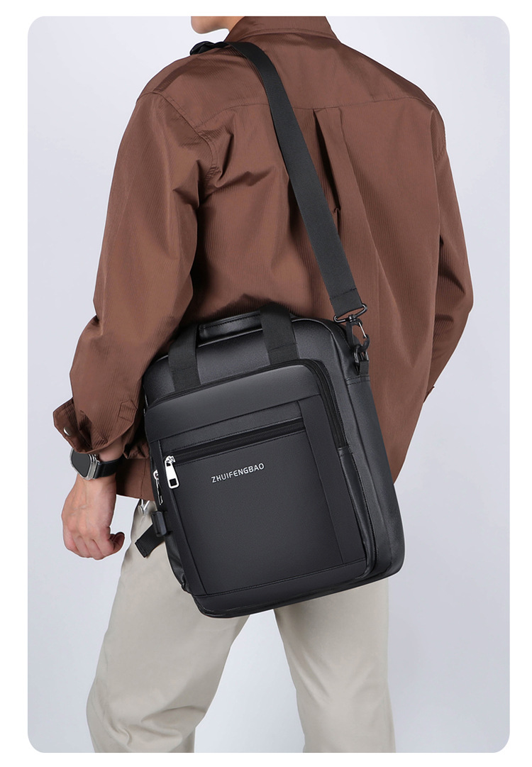 The new 2024 high-end briefcase, a simple men's large-capacity casual sports single-shoulder bag, is water-resistant for cross-border use undefined