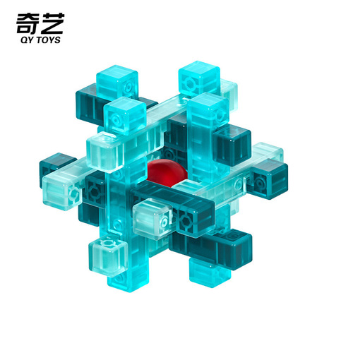 Qiyi new product national trend transparent glass unlocking intellectual toy assembly Kongming lock Luban lock color box set toy