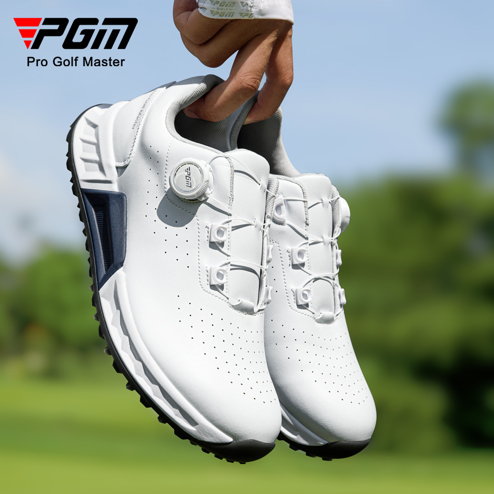 Giày Golf PGM Nam Đệm Phục Hồi Thoáng Khí Núm Dây — Màu trắng xanh [đệm đàn hồi/gai chống trượt được cấp bằng sáng chế/siêu thoáng khí] XZ428