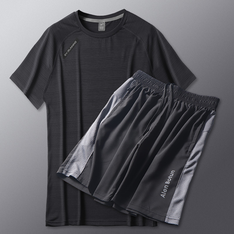 Ropa de fitness para hombres de verano delgada hielo rápido secado ropa de correr suelta juego de baloncesto camiseta transpirable de manga corta