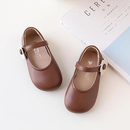 Children's Leather Shoes 2024 Spring Style Round Toe Girls Fashionable Princess Shoes Flower Baby Shoes Cross-border