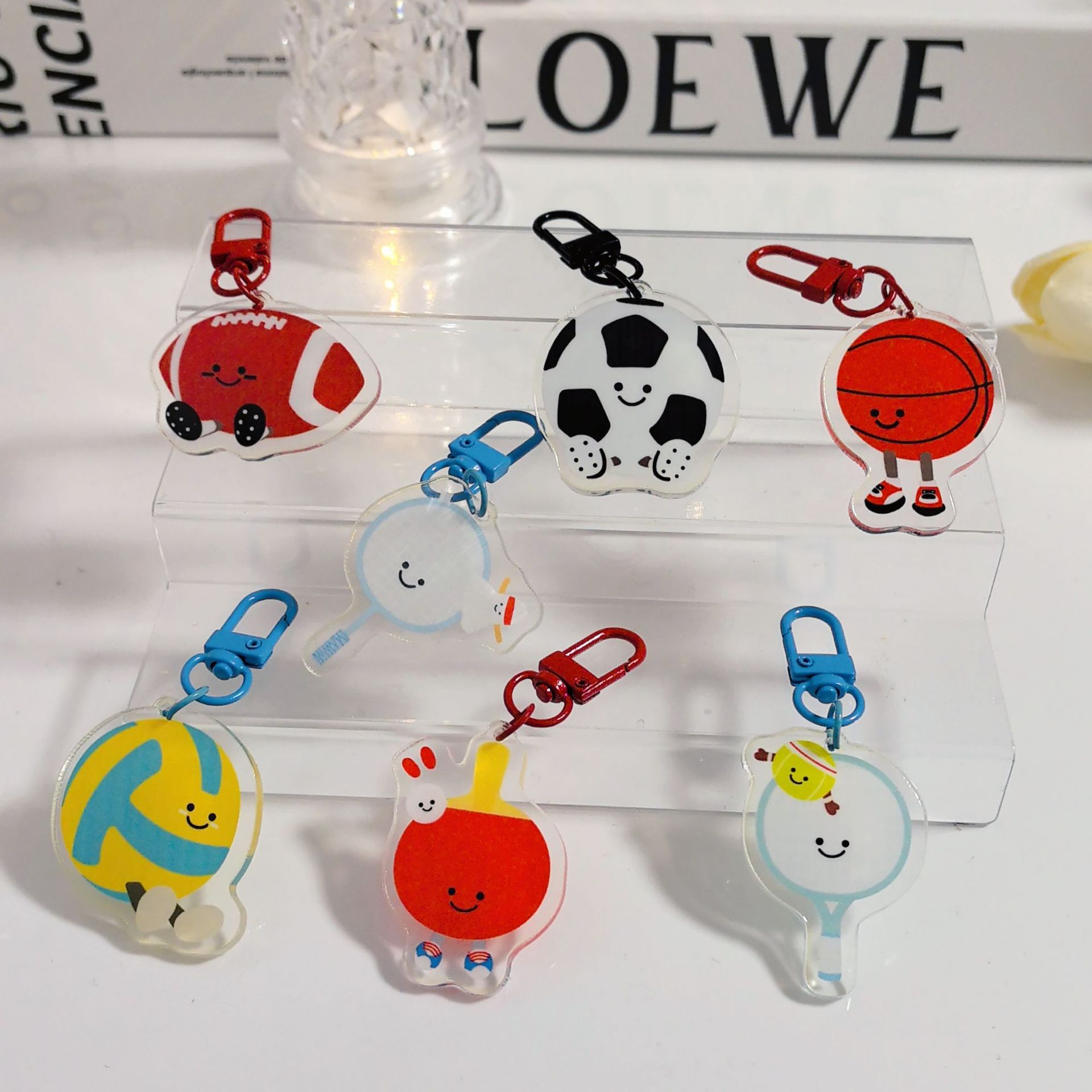 귀여운 배드민턴 탁구 농구 배구 축구 키 체인 헤드셋 학교 가방 펜던트 테니스 선물