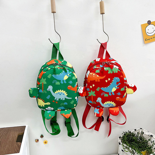 Foreign Trade Kindergarten Backpack Cartoon Cute Little Dinosaur Children's Double Shoulder Bag for 1-3-5 Year Old Kindergarten Backpack