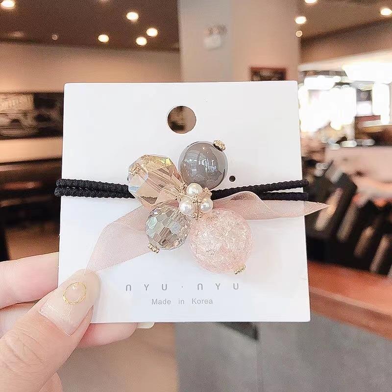 Elástico joyas de cabello de moda con frijoles frescos M anillo de cereza cuerda de cabello al por mayor de la banda de goma cabeza de 100 bolas de cabello rojo una variedad de alta elástica