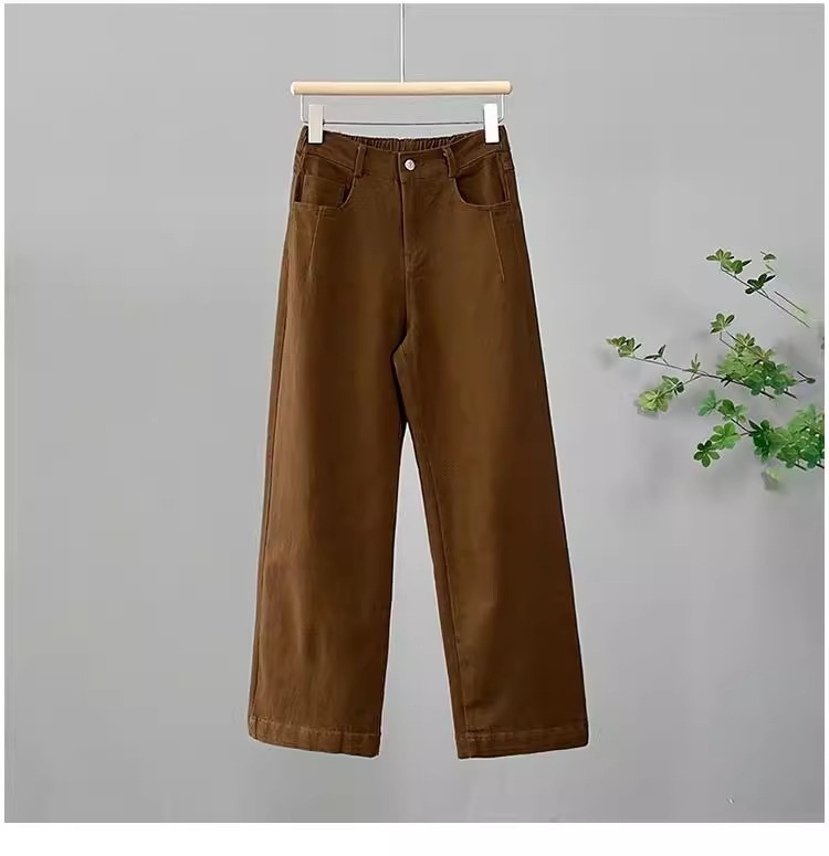 Quần ống đứng nữ cạp cao mỏng nhẹ mùa hè, dáng suông rộng rãi, ống hẹp dần — Màu hồng [tám điểm kiểu mùa hè] chi tiết 9