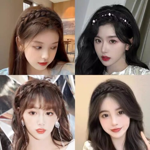 Pearl wig braided headband for women  new headband summer hairband high skull hairpin hair bundle women's headwear
