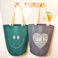 Non-woven fabric bag with round bottom, bucket bag, carry bag, add logo, clothing store, children's clothing shopping, gift packaging bag