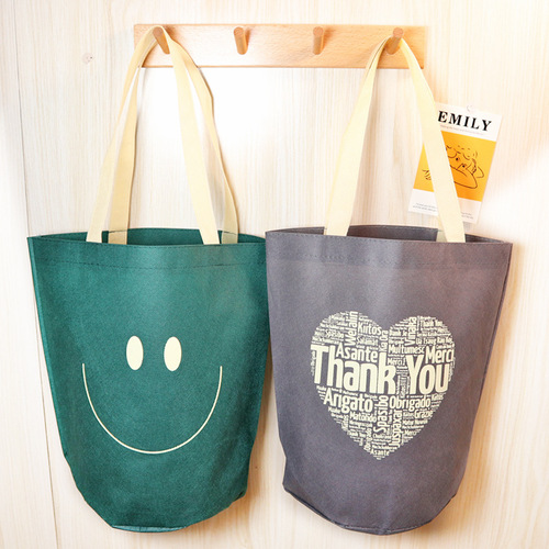 Non-woven fabric bag with round bottom, bucket bag, carry bag, add logo, clothing store, children's clothing shopping, gift packaging bag