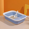 Folding cat litter pot semi -closed cat toilet can be removed from cat plastic pet products open cat sand pot wholesale