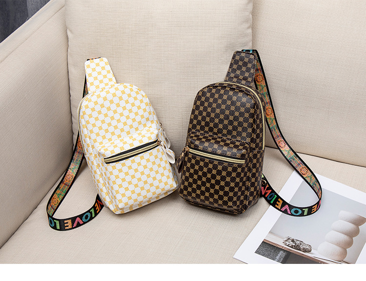 Square Shape Small Size Women's Vintage Style Printing Pu Leather Waist Bags