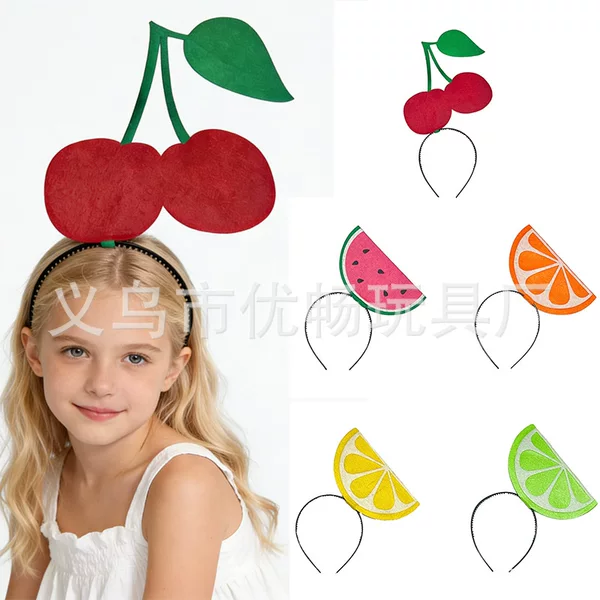 Cross-Border New Fruit Headband Cartoon Orange Watermelon Cherry Cute Baby Headwear Children's Party Dress-Up Headband