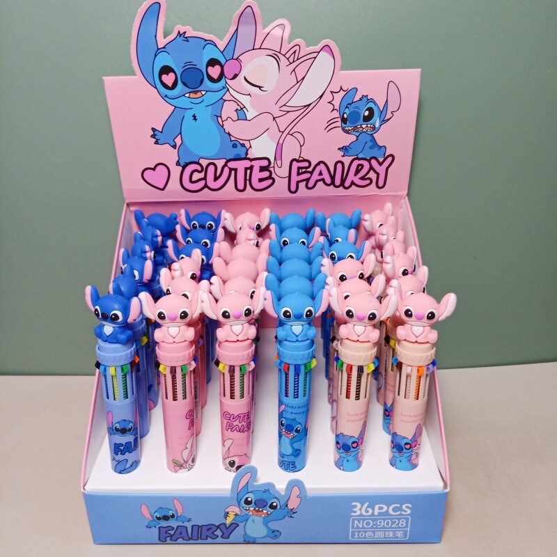 Foreign Trade Silicone Stitch Ten-color Press Ballpoint Pen Student Cute Cartoon Puffer Multi-color Press Pen Batch