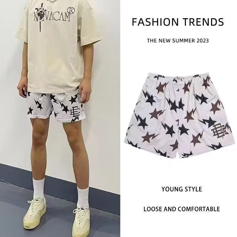 Customized Cross-Border Foreign Trade American-Style Shorts for Men, Trendy Brand Basketball Training Shorts, Quick-Dry Mesh Fitness Shorts, Beach Shorts