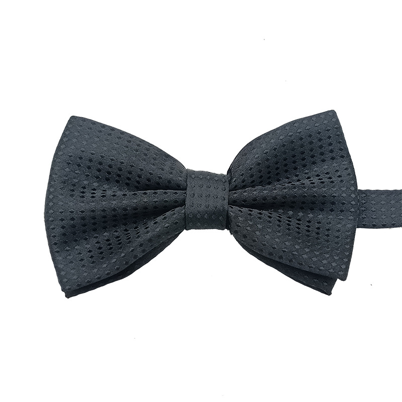 Nuevo fabricante en stock profesional ropa formal Caballero pajarita poliéster seda Dot Double Fold hombres pajarita novio padrino