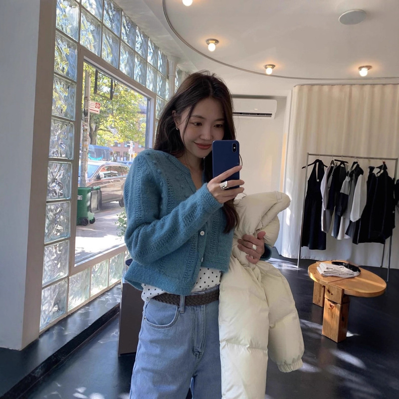 25 in Stock Korean Dongdaemun Winter New Tann*T Scottish Wool Casual Elegant Knitted Cardigan Sweater for Women