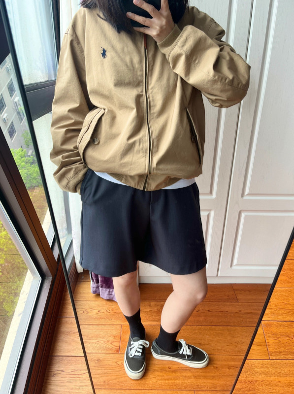 RL拉夫劳伦白百合同款老钱风立领工装哈灵顿男女同款休闲夹克外套|undefined