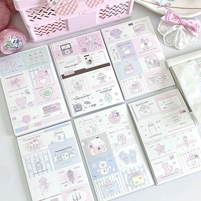 Mini Sealing Stickers, 3×4 cm Korean Cute Square Labels, Assorted Designs (8 pcs per sheet)