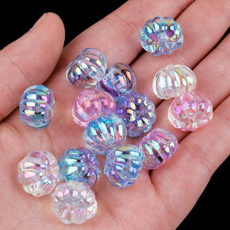 Multi-Size Color-Plated Transparent Pumpkin Lantern Beads Rose Beads DIY Bracelet Car Hanging Headband Beaded Jewelry Accessories
