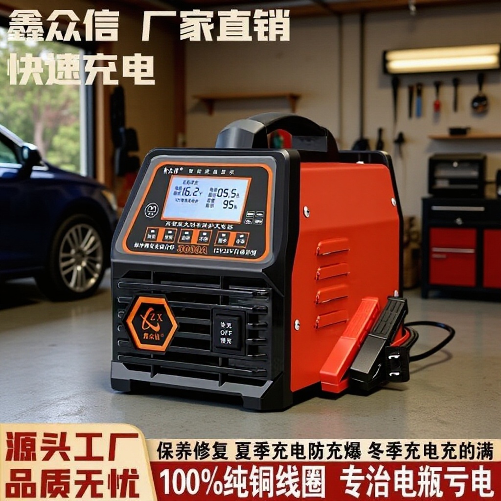 正品推荐12v24v通用智能脉冲AGM汽车电瓶充电器大功率启停充电器