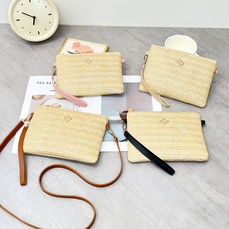 Cross-Border Trend 2025 New Woven Clutch Bag Fashionable and Versatile Straw Crossbody Women's Bag Manufacturer Spot Wholesale