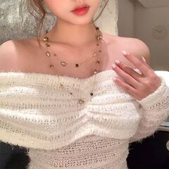 复古美拉德长款珍珠串珠虎眼石项链女款配饰品轻奢小众多层毛衣链