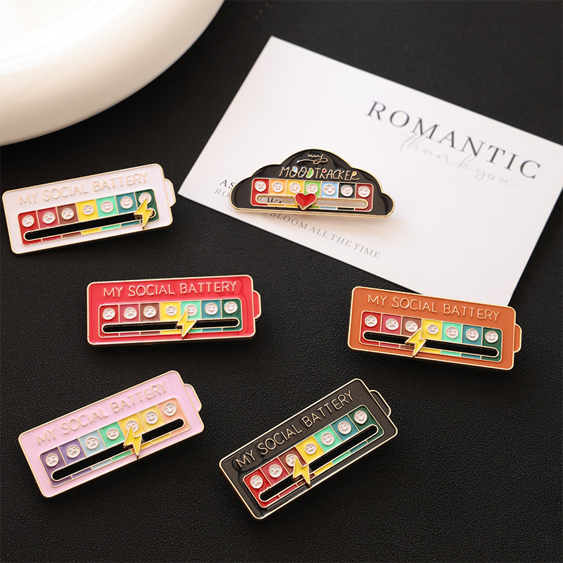 Mood Conversion Brooch Stylish, Sliding Social Energy Conversion Metal Badge, Men's and Women's Expression Pin Jewelry