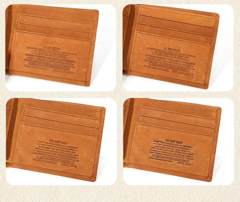 Ví nam da ngựa điên cao cấp nhiều ngăn đựng thẻ kiểu ví ngắn 11×1,5×9 cm — Màu nâu (MAMA) Tây Ban Nha, Màu nâu (MOM) tiếng Anh, Màu nâu (papa) Tây Ban Nha, Tiếng Anh màu nâu (DAD) chi tiết 14