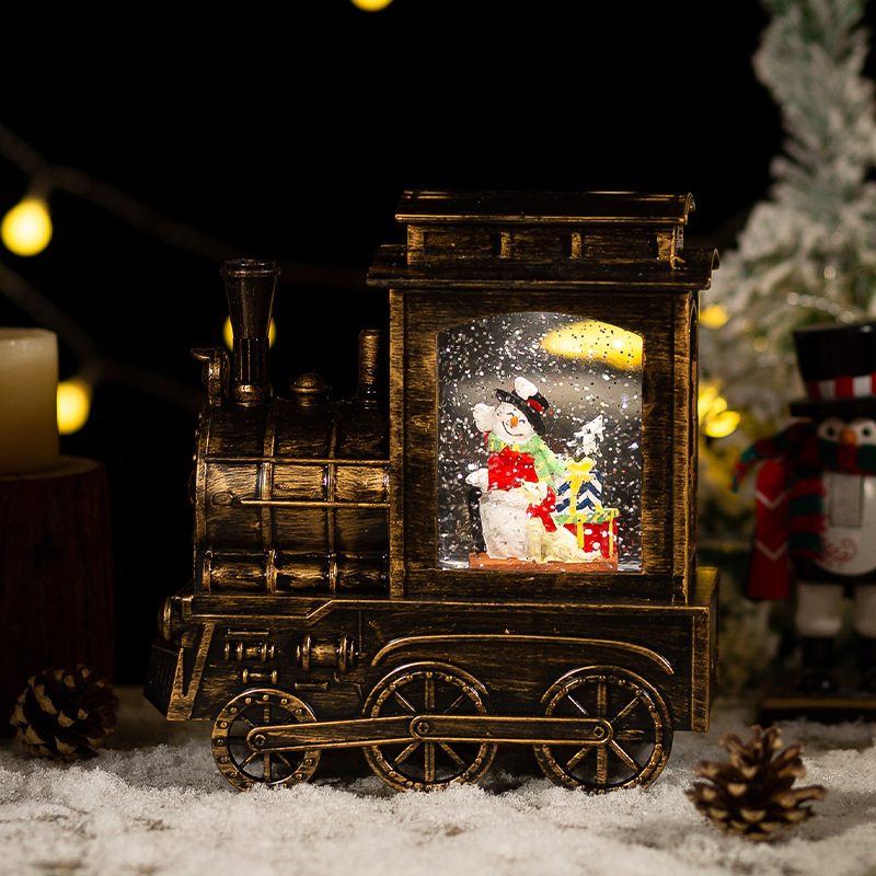 クリスマス装飾電車クリスタルボール自動雪オルゴールクリスマスプレゼントサンタクロースナイトライト|undefined