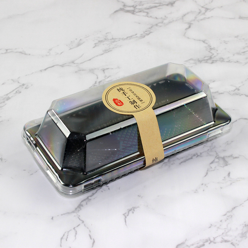 Caja de embalaje de 2 / 5 cápsulas de tortilla de durian transparente rectangular trapezoidal succionada horneado West Point desechable 609 caja de embalaje