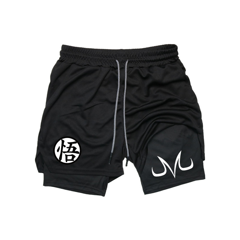 Fitness Casual Shorts with Japanese Anime Print, Adult Double-Layer Beach Shorts, Amazon Cross-Border E-Commerce Best-Selling Model Wholesale