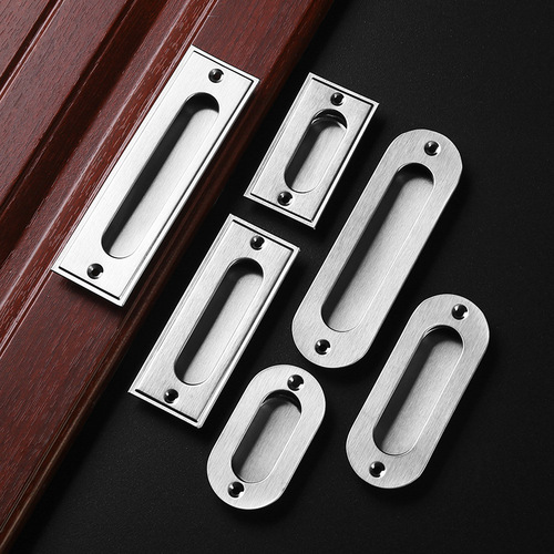 Stainless steel built-in hidden drawer cabinet door sliding handle invisible moving door round handle surface-mounted kitchen cabinet