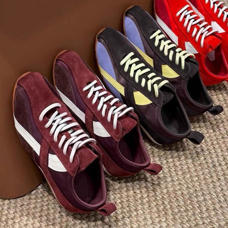 2026 European Autumn Comfortable and Stylish Women's Shoes: Genuine Leather Color-Block Thick-Soled German Training Shoes, Casual Sneakers