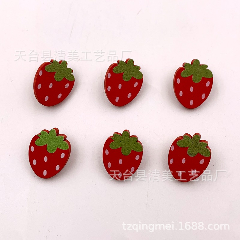 17*23mm con pie rojo fresa en forma de hebilla de madera 4mm grueso hebilla de ropa para niños material hecho a mano 50 pc/paquete